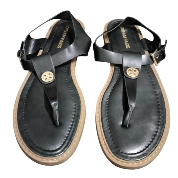 Dream Pairs Womens T-Strap Flat Thong Sandals Size 11 Adjustable Ankle Strap - Picture 4 of 13